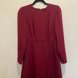 Vintage 80s/90s Carolina Herrera size 6 maroon dress with buttons